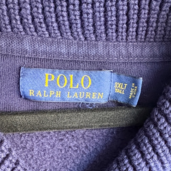 Polo Ralph Lauren Vintage Gothic P Shawl Navy Oversized Knit Sweater Size 3XLT - Picture 2 of 13